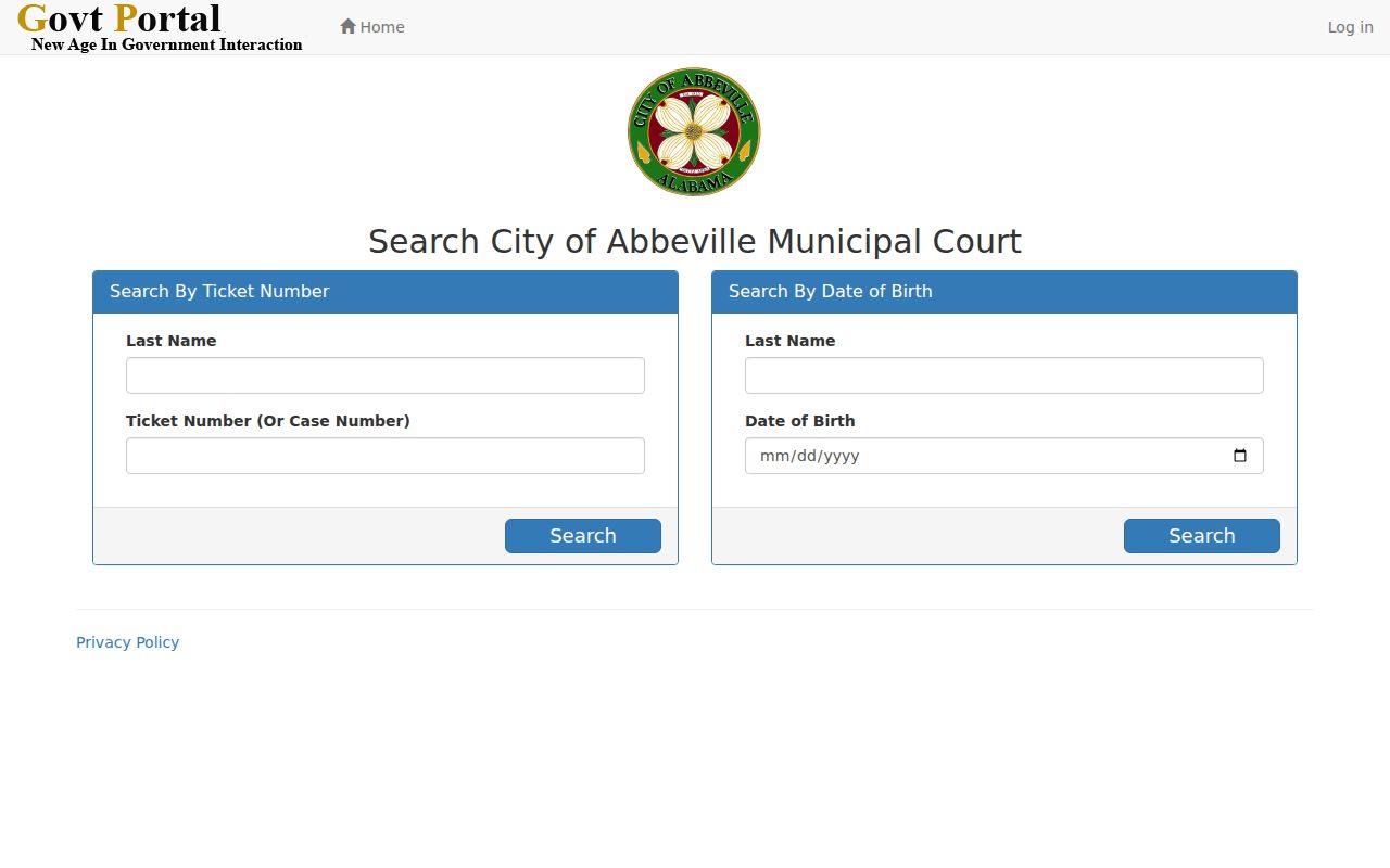Abbeville criminal record check through the municipal ticket portal