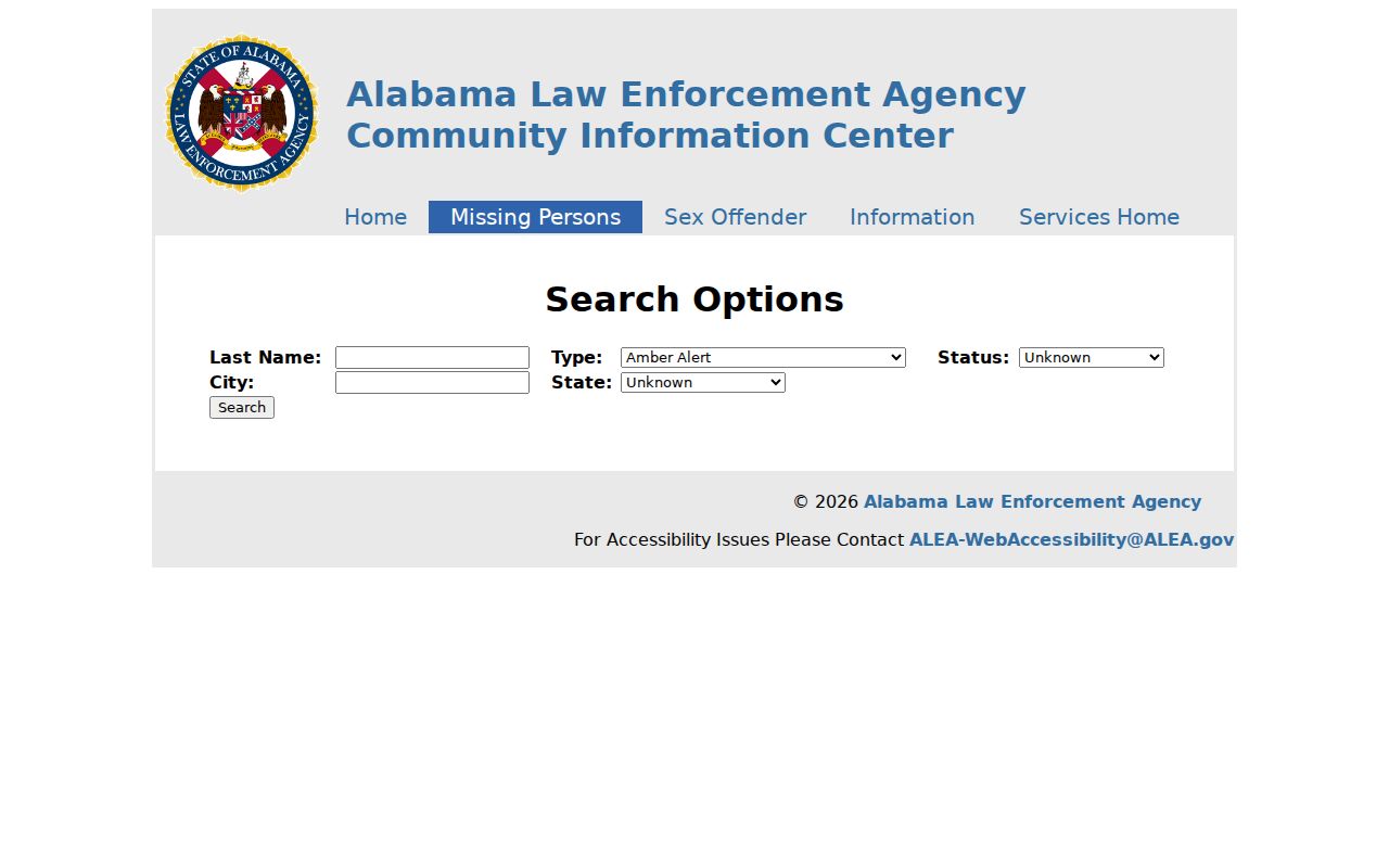 Henry County sex offender lookup on the Alabama registry search form